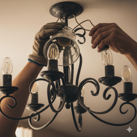 Chandelier installation (up to 6 bulbs)